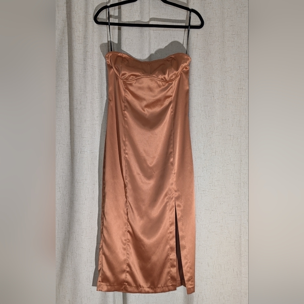 Forever 21 Strapless Satin Dress in Copper